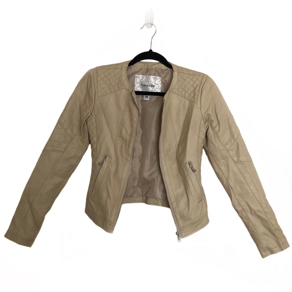 Maurices Faux Leather Moto Jacket Tan Size XS
